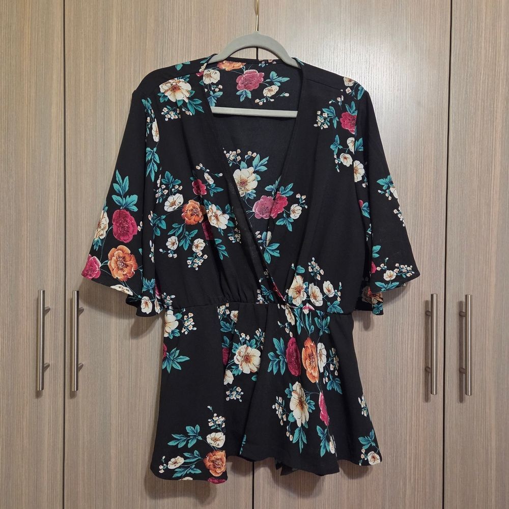 Floral Wrap Style Top